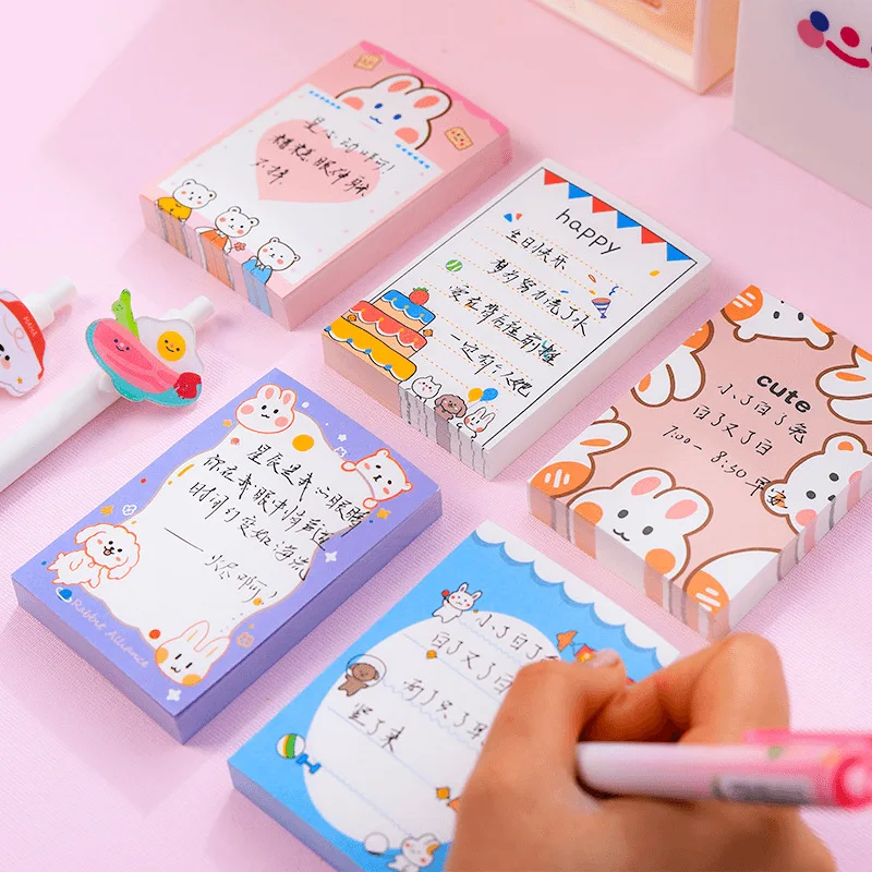 Cute Kawaii Self-adhesive Memo Pad Sticky Notes Pad Stationery Custom Sticky Notes