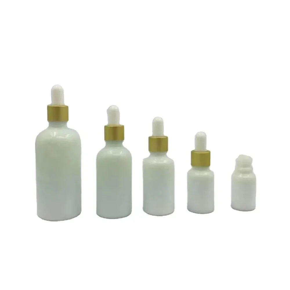 OEM custom Glass bottle 5ml 10ml 15ml 30ml white ceramic glass bottle cosmetic packaging with dropper bottle manufacturer/wholesale