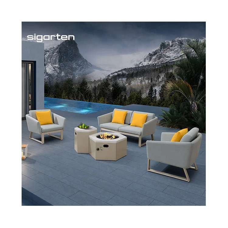 Modern Unique Design Outdoor Sofa Set Garden Furniture With Gas Firepit
