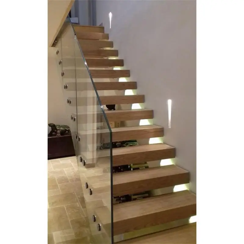 China Modern Stair Floating Straight Stairs Interior Staircase Villa Indoor Steel Stairs