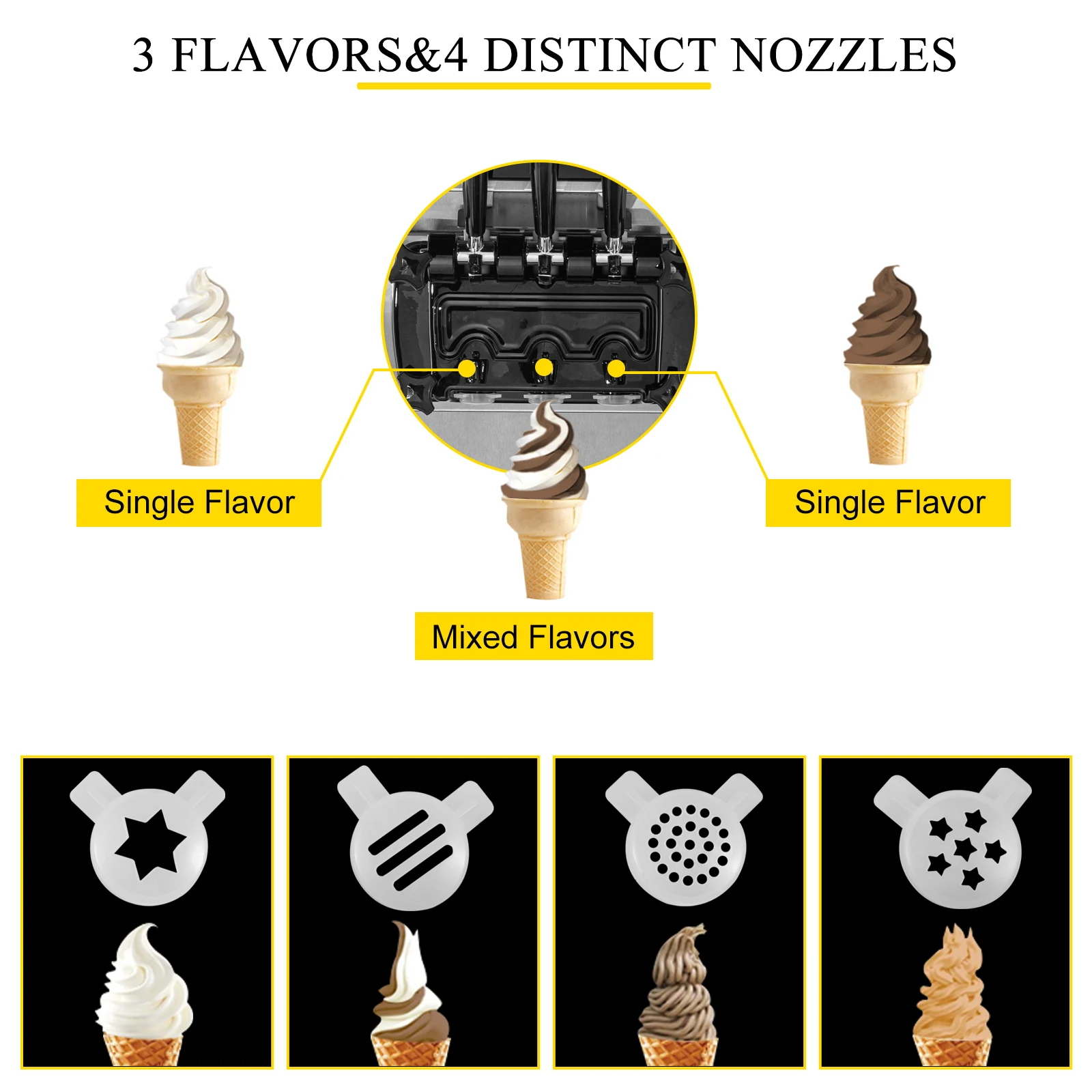 Ice Cream Maker Machine Automatic 3 Flavors Soft Serve Commercial Yogurt Ice Cream Making Machine For Business Pakistan