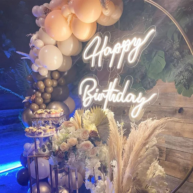 Manufacturer NO MOQ Custom LED Neon Light Letters Happy Birthday Neon Sign