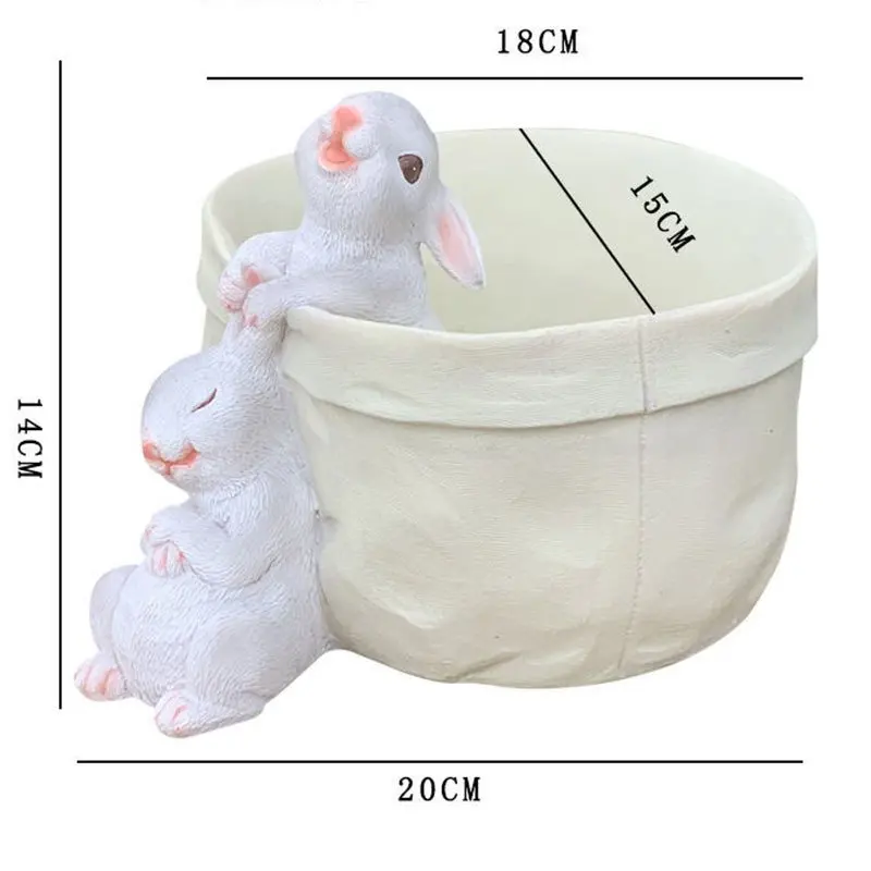 Cute Creative Pocket Rabbit Animal Planter Animal Shape Plant Pots Living Room Decor Bunny Flower Pots Planters