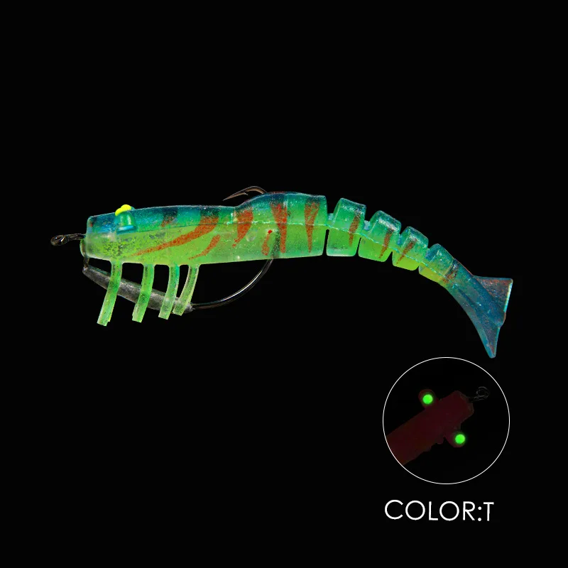 Великолепные мягкие приманки-креветки 90 мм 8 г светящиеся рыболовные рыболовная приманка с