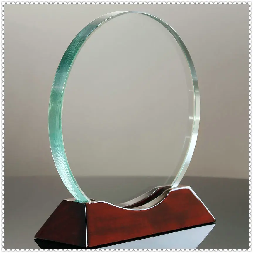 Bespoke Sandblasting Glass Circle Plaque Trophy Award For Premier Division