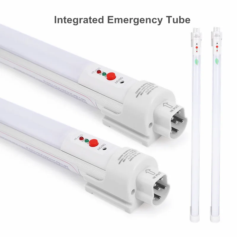 2ft 4ft T8 Emergency light Tube Integrated Connectable Rechargeable light With Internal Battery Backup 2 hours