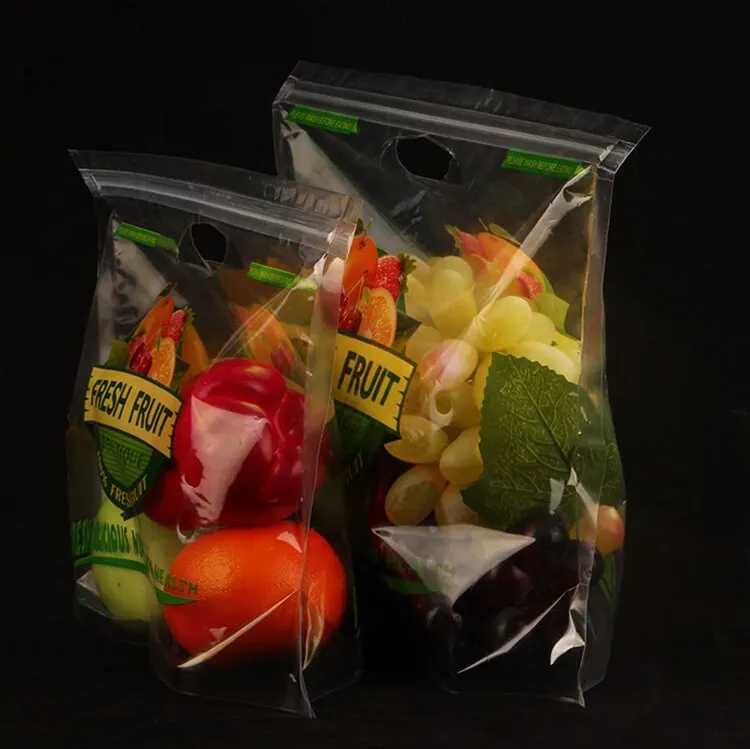 China factory supply accept custom plastic dried fruit food packaging bag grapes packaging produce bag with handle