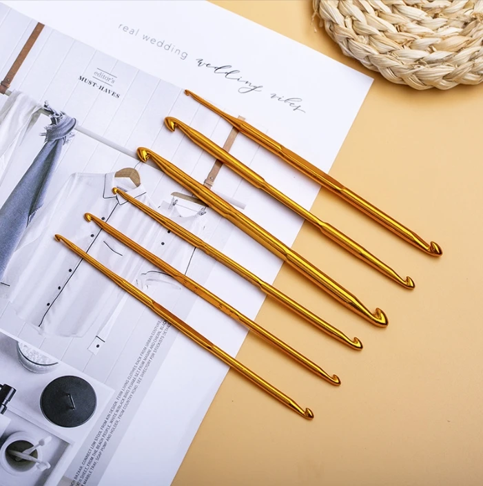 2mm-10mm 10PCS Weave Craft Sweater Crochet Metal Handle Craft Needles Aluminum Alloy Double End Crochet Hook Knitting Needle