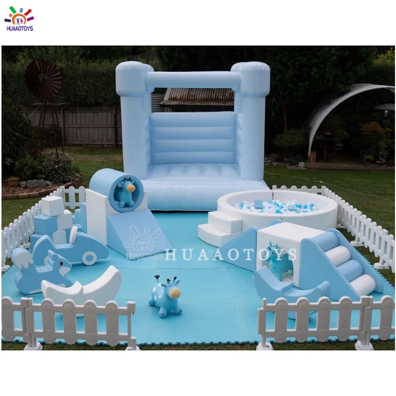 Светло-голубой и белый мягкий игровой набор Мягкие блоки круглый шар забор коммерческое оборудование для детей