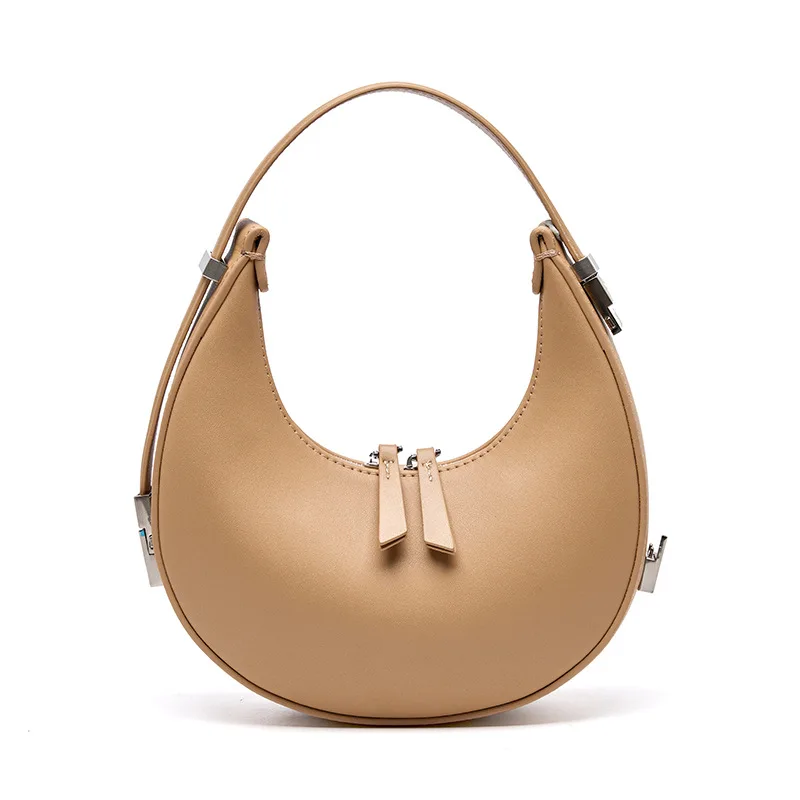 Femme Designer Buffed leather top handle bag Hobo Shoulder Bag Adjustable press release shoulder strap shoulder half moon bag