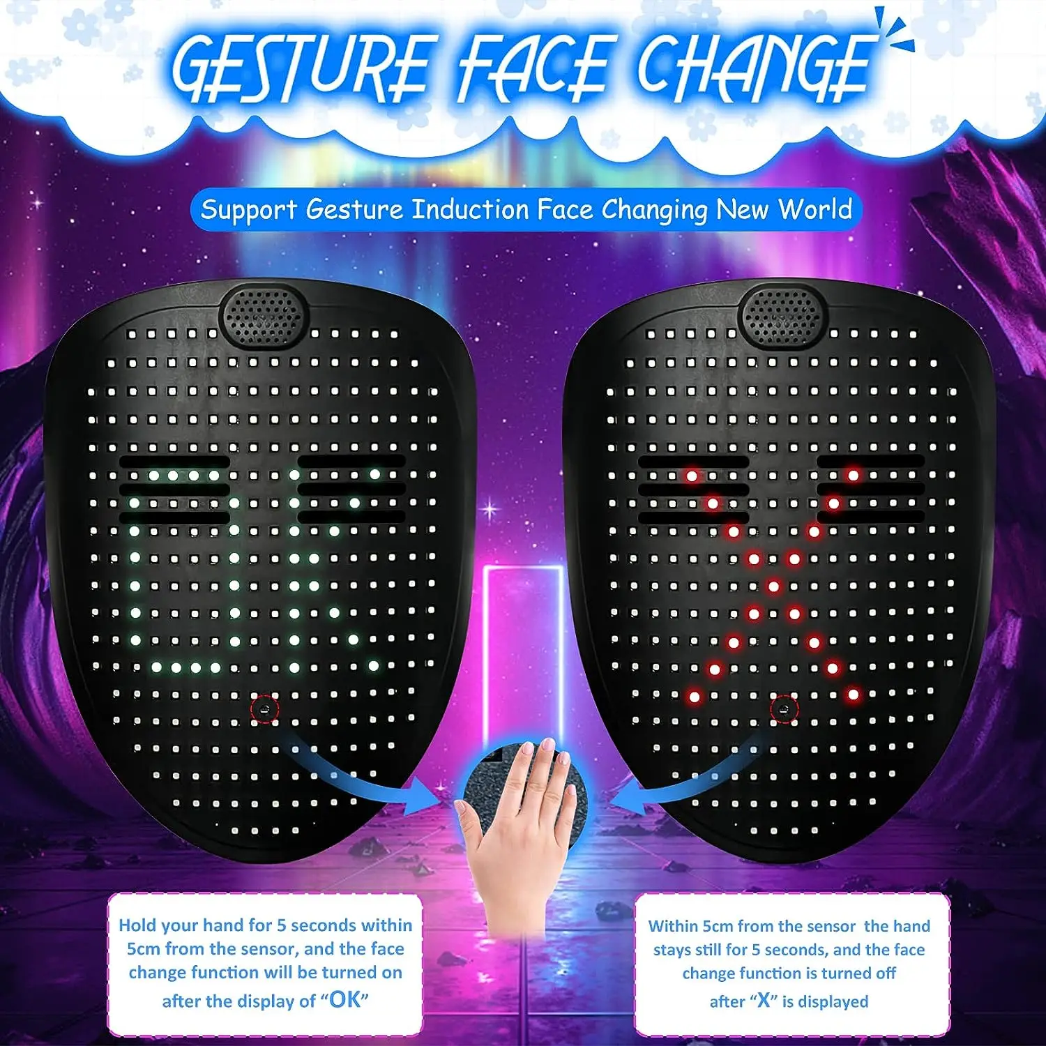 New arrival music LED Light Up Mask Digital Luminous Mask for Costume Cosplay Masquerade