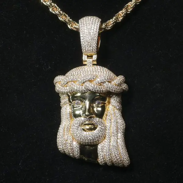 Iced Out Moissanite Jesus Pendant Men Jewelry Passes Tester 14k 18k Solid Gold Letter Name Hop Custom Vvs Moissanite Pendant