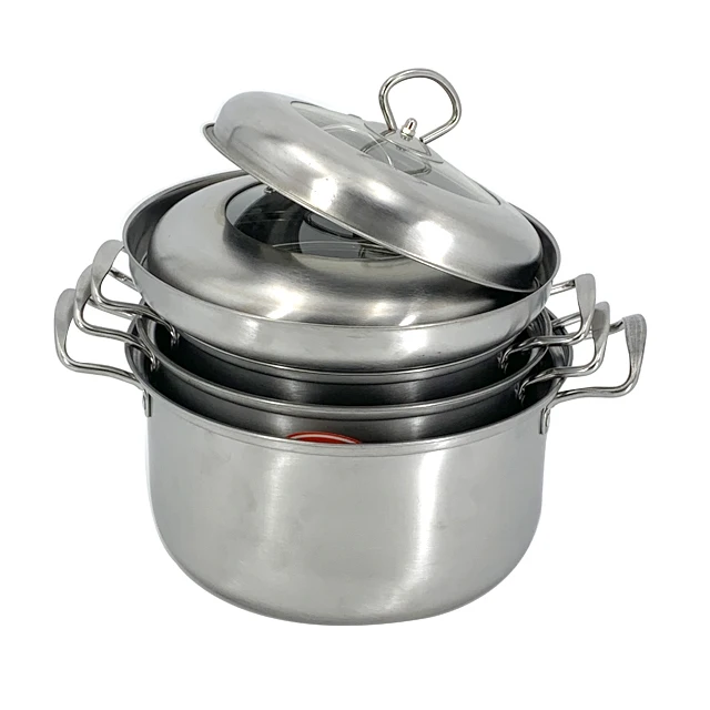 Коммерческий кастрюля для супа из нержавеющей стали 18/8 кухни с композитным стеклянным