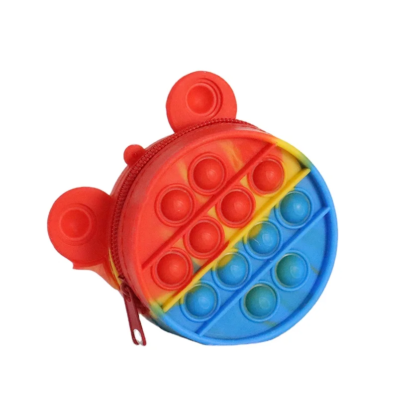 2021 Hot Sale Wallet Promotion Cheap Small Silicone Bag Push Bubble Pop itting Gift Children Cartoon Rainbow Pattern