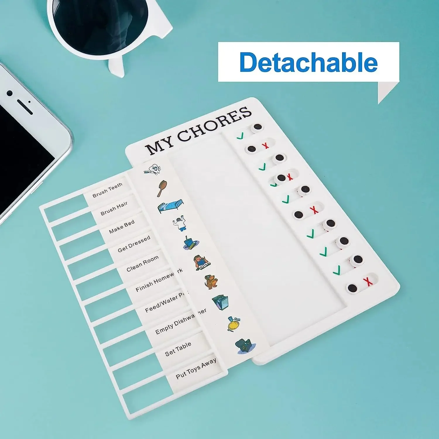 Reusable Chore Chart Planning Board Portable Memo Checklist Board for Kids Detachable Plastic Daily Task Schedule Reminder Chart