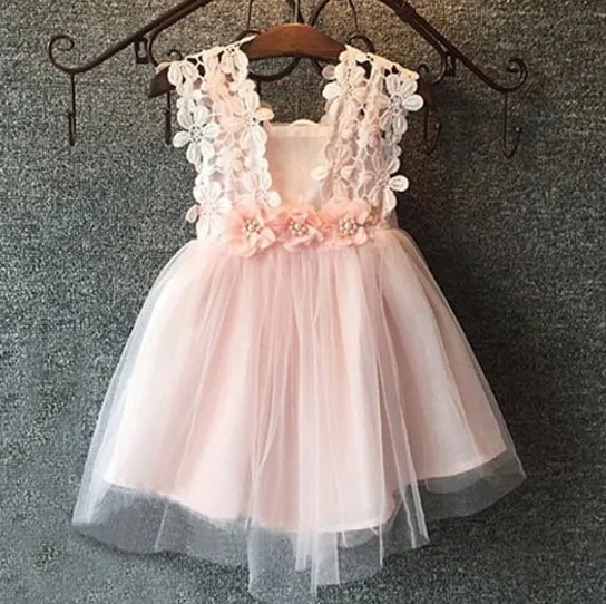 Lovely Little Children Girl Summer Lace Yarn Sleeveless Dress Clothes