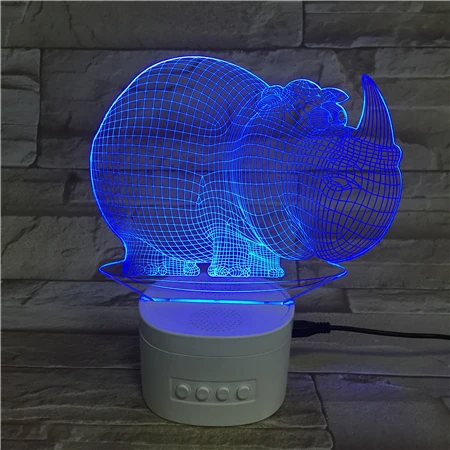 
Portable Wireless Speaker Rhinoceros Baby Night Light Creative Small Led Table Lamp 3D Gradient Led Lighting For Bedroom Decor 