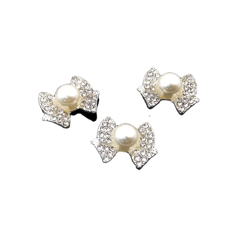 diy garment shoes jewelry accessories alloy material full CZ crystal rhinestone pearl buckle hairband making bowknot findings