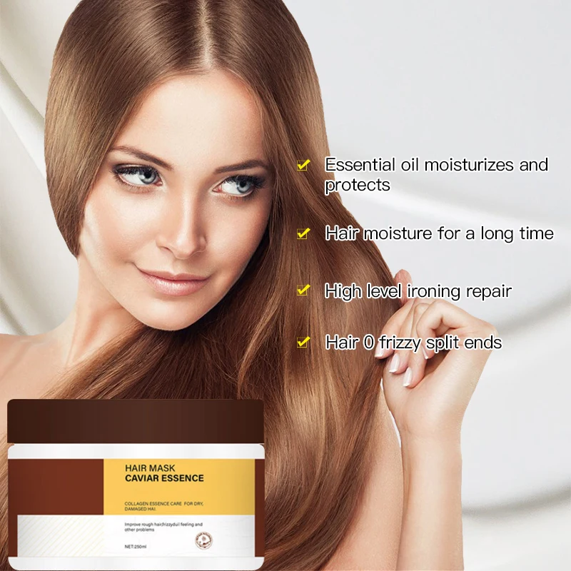 Pure Organic Caviar Essence Hair Rough Frizzy Dull Treatment Repairing Nourishing Damaged Hair Improved Hair Mask