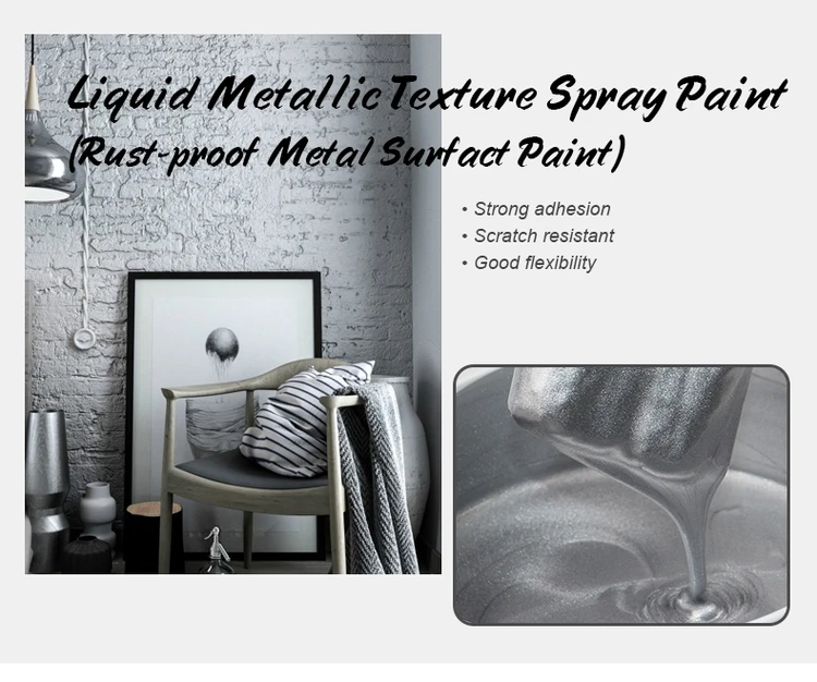 
Liquid Metallic Texture Spray Paint Waterproof & Strong Adhesion Silver Color Roller Liquid Viscous Paint Metallic Paint 