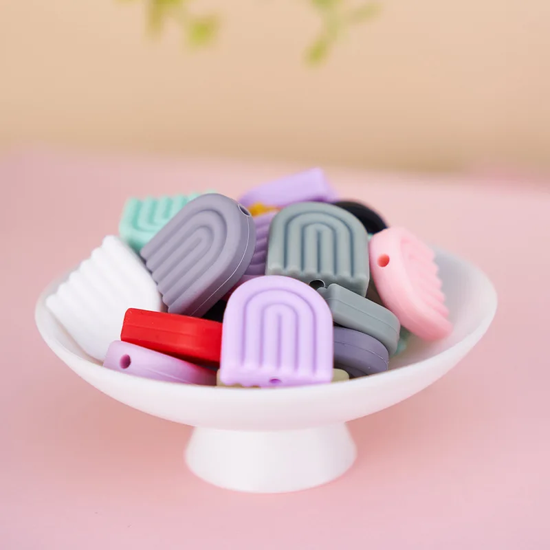 Hot Custom beads teether baby christmas chew rainbow soft Bulk western BPA Free silicone focal beads Wholesale halloween lanyard