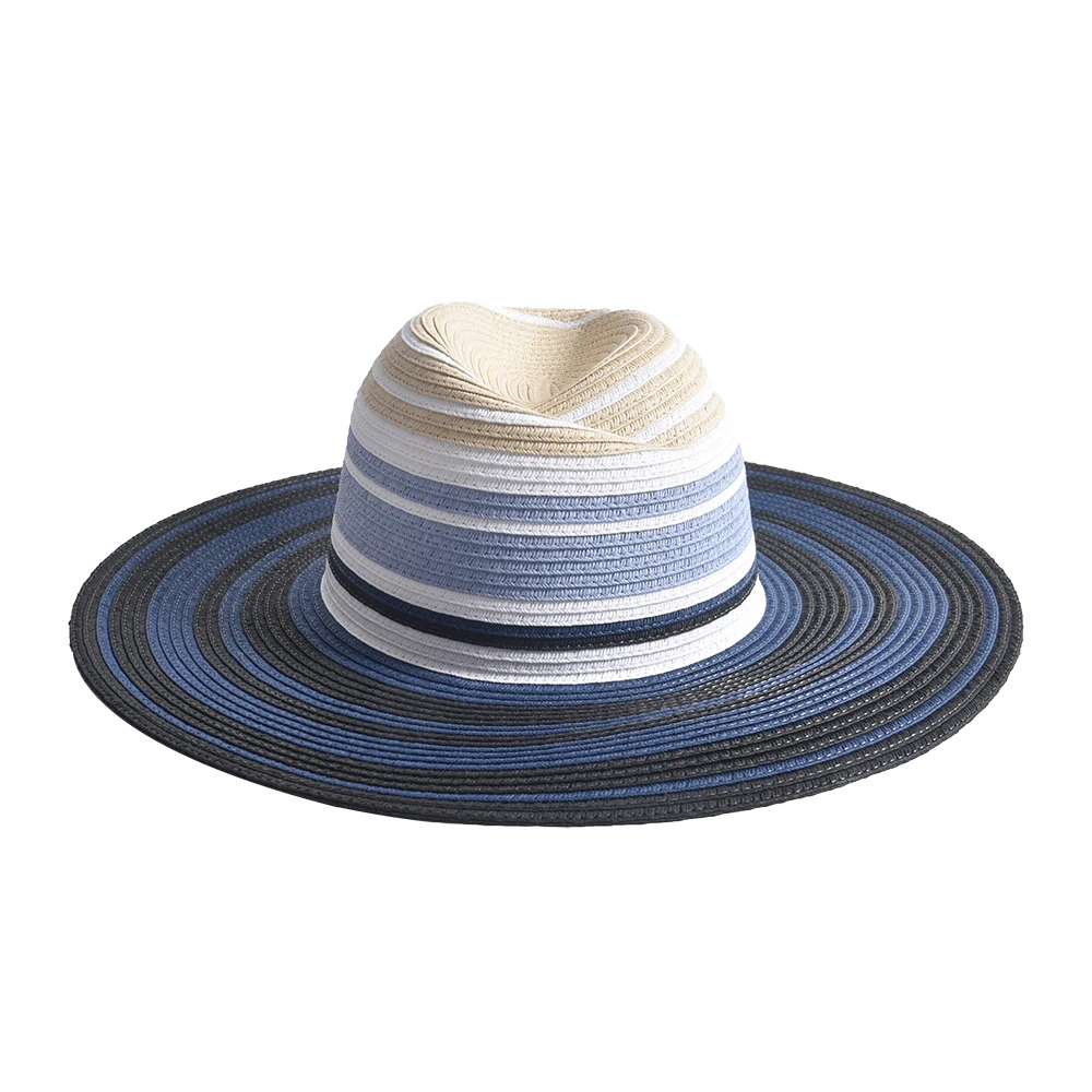 2022 New design New shape Multi-color stitching straw hat fedora hat outdoor summer beach paper panama straw hats
