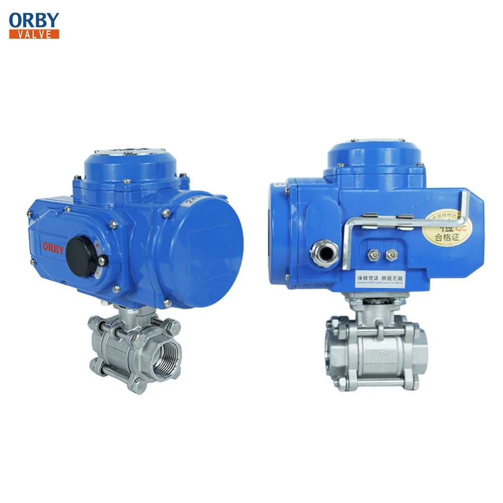 1/2 inch to 3 inch dn15-dn80 ON/OFF Modulating Electric Actuator 220V three-piece type NPT BSP Ball Valve for Water flow