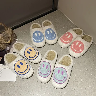 High quality winter house slippers smiley face qith