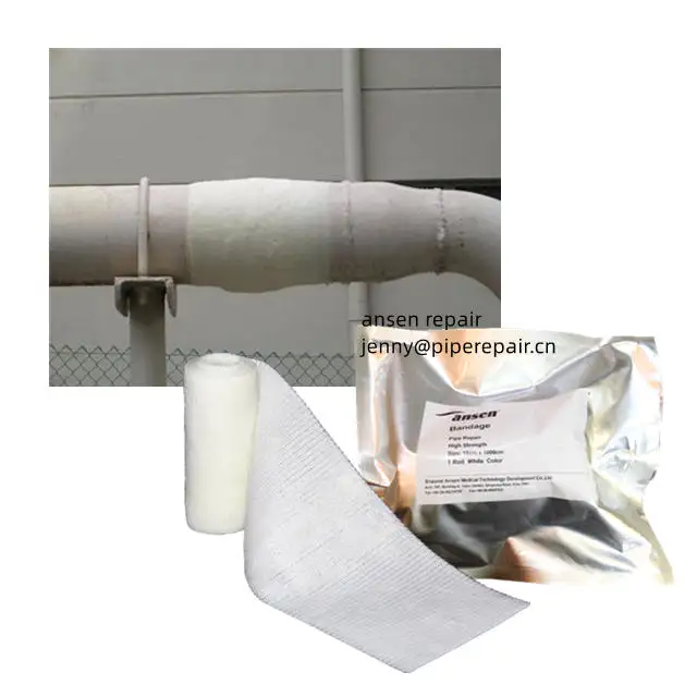 Rusted and Broken Pipe maintenance Emergency pipe repair bandage industrial strength fiber and resin wrap