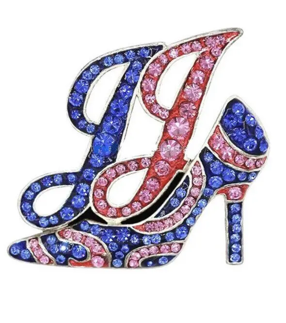 Jack and Jill Initials Crystal Shield Brooch Pin / High Polished Jack n Jill Bling Pin / Jack n Jill Logo Pin