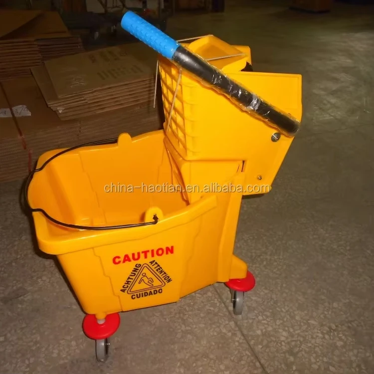 36L Side Press Single Cleaning Mop Wringer Bucket Trolley Wringer Trolley