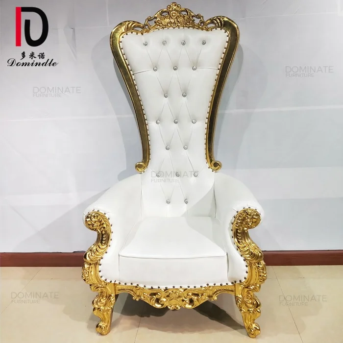 Factory direct sale king throne wooden frame gold events bridal chairs for wedding
