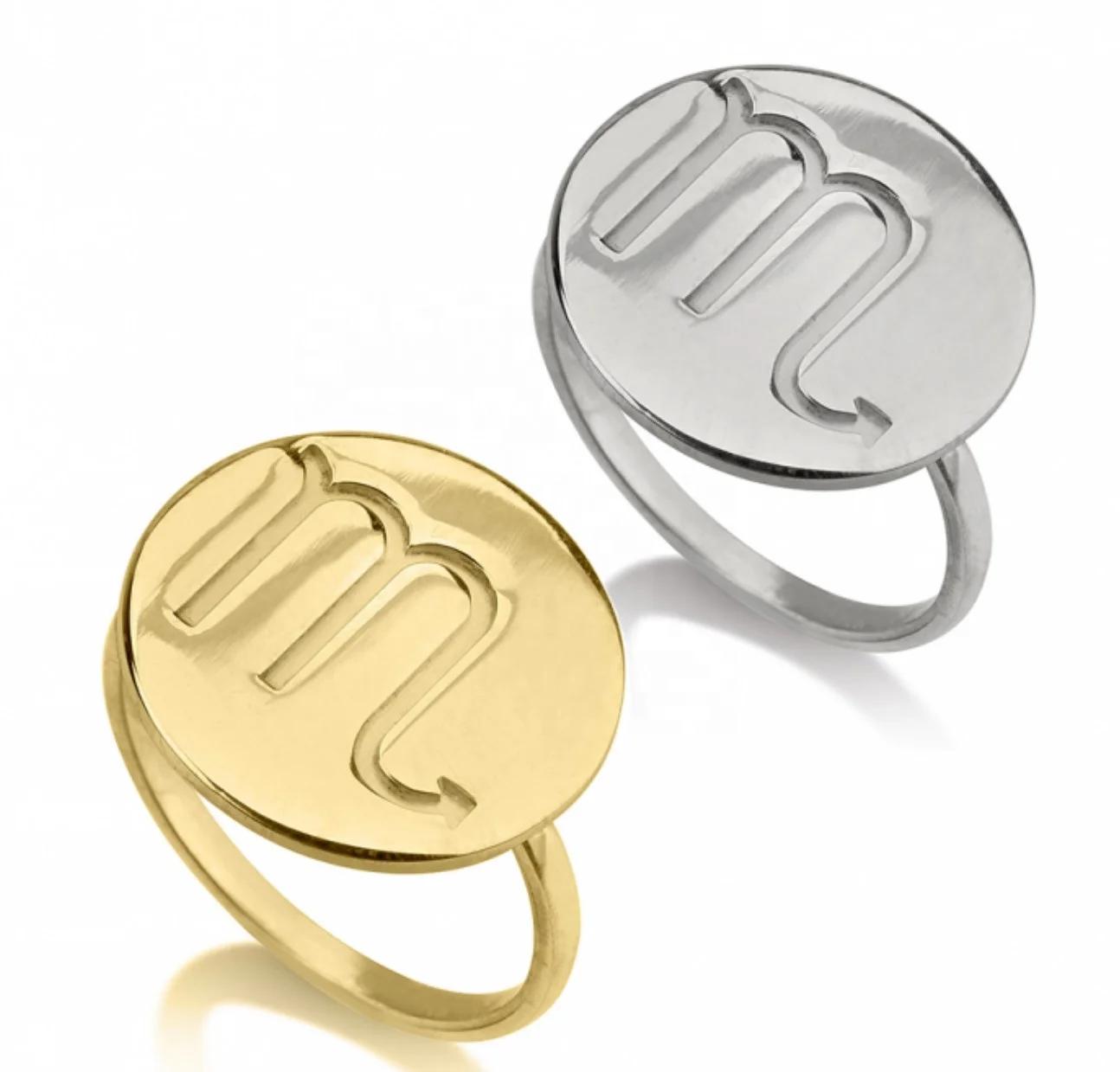 Manufacturer rose gold 12 month star zodiac jewelry finger rings open adjustable real 18k gold plated sign ring