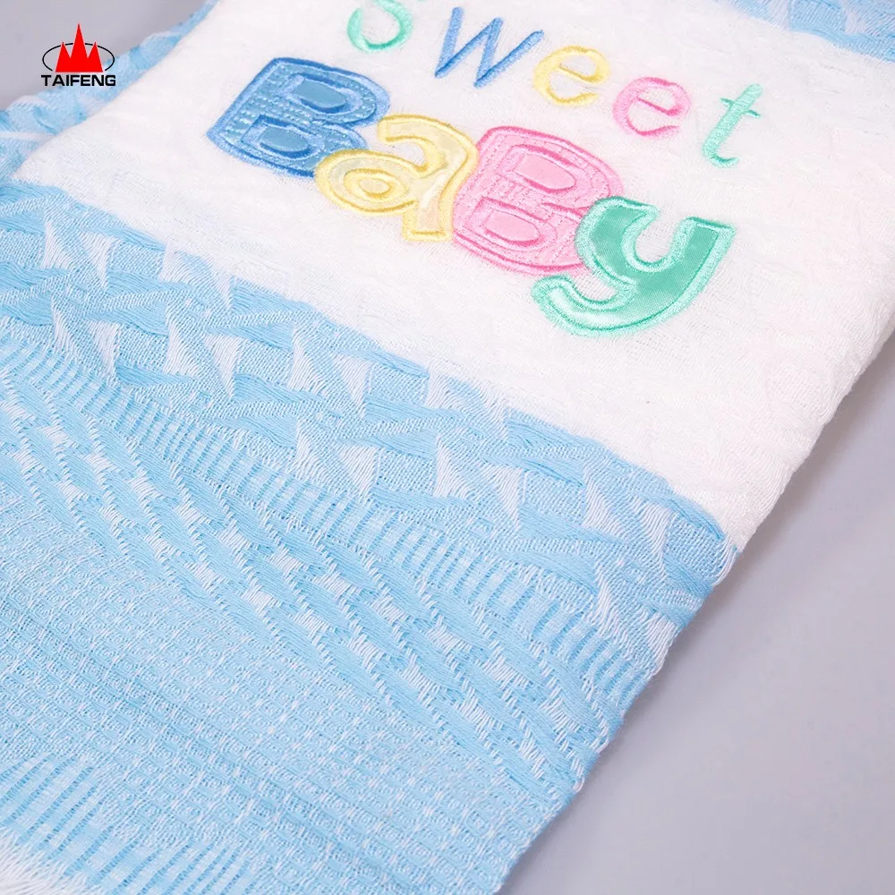 Embroidered baby shawls 100% polyester baby swaddle blanket