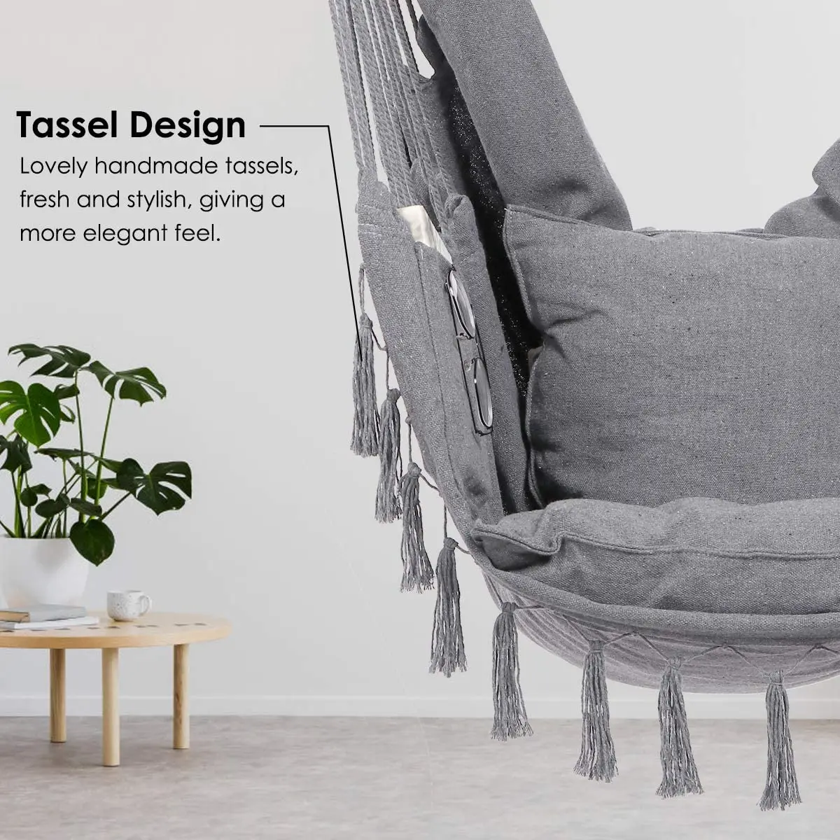 Hanging Rope Swing Outdoor Indoor hanging chair macrame swing rope round hammock chair