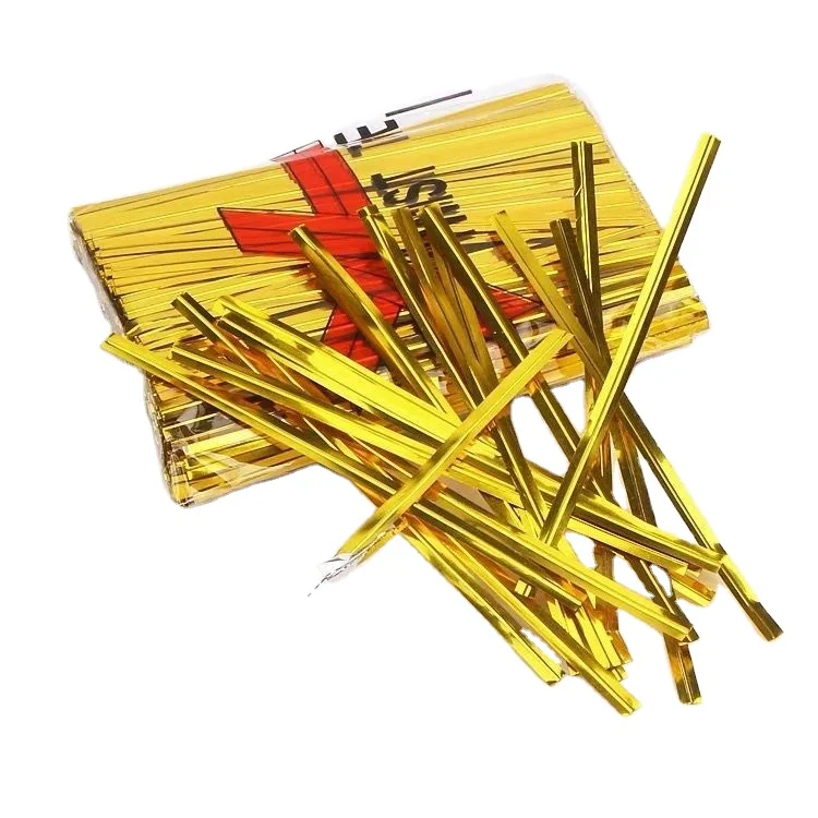 Metallic Roll Green Twist Tie Natur Golden Paper Dauble Wire 100% Pet Packaging Twist Tie Wire Gold and Silver Cable Tie