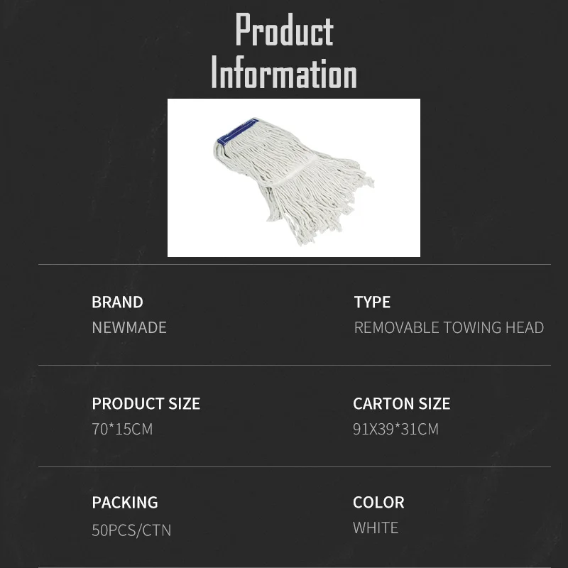 Heavy Duty Commercial Grade Blue Cotton Looped End Wet Industrial Cleaning Mop Head Refills String Mop Heads Replacement