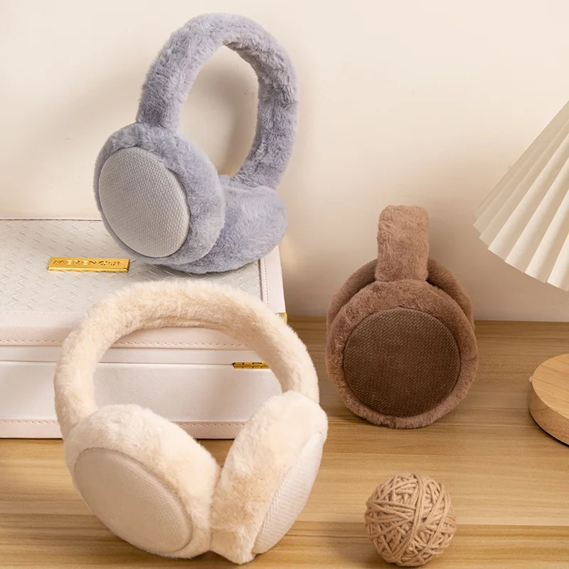 Soft Comfortable Headband Pink For Adult With Fluffy Winter Warm Multi-color Knitted Earmuffs Music Wired Headphones