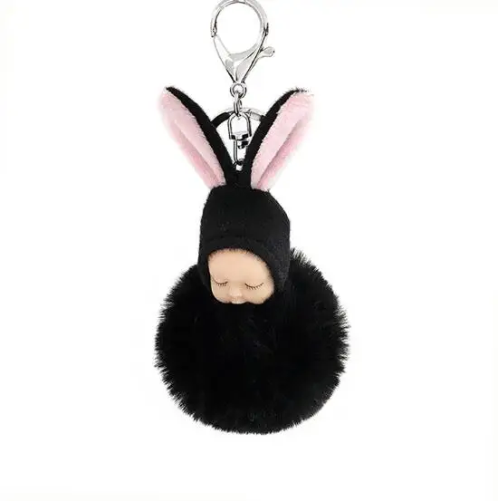 2019 hot selling faux fur ball baby doll keychain