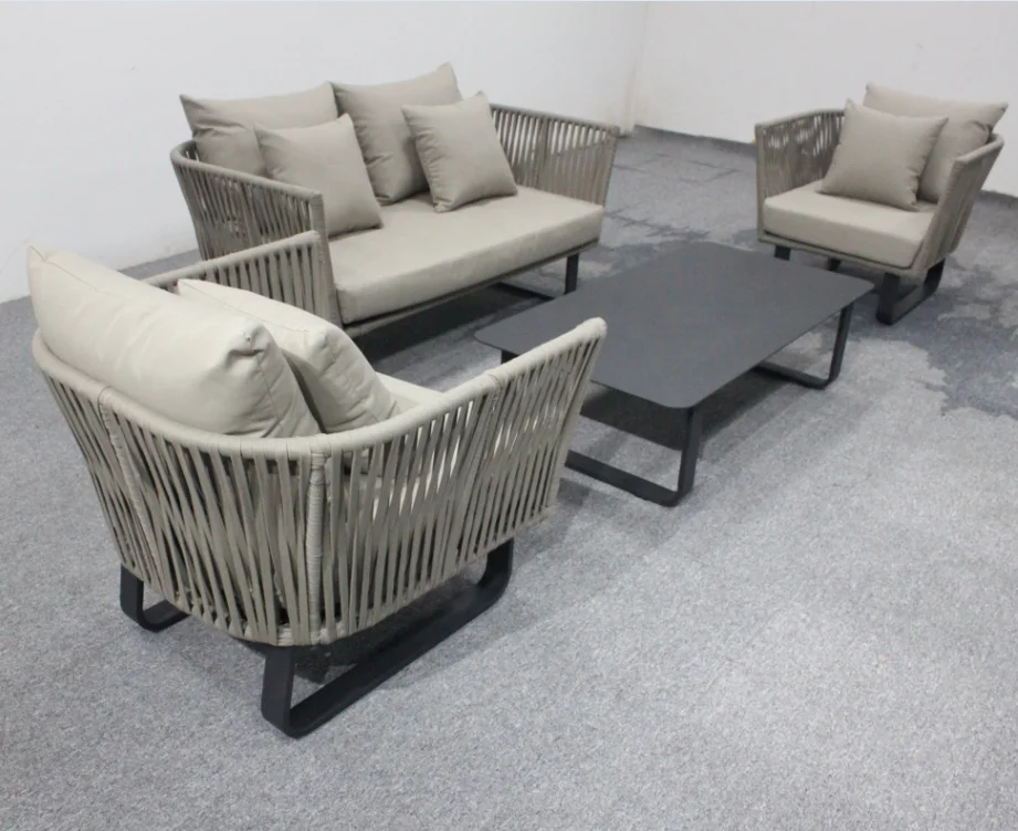 Rope woven outdoor leisure lounge sofa set garden furniture