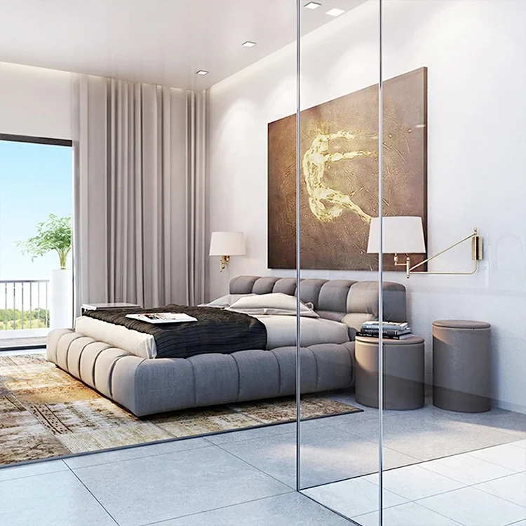 Hotel Queen Room Modern Solid Wood Bed Frame King Size For Bedroom Furniture