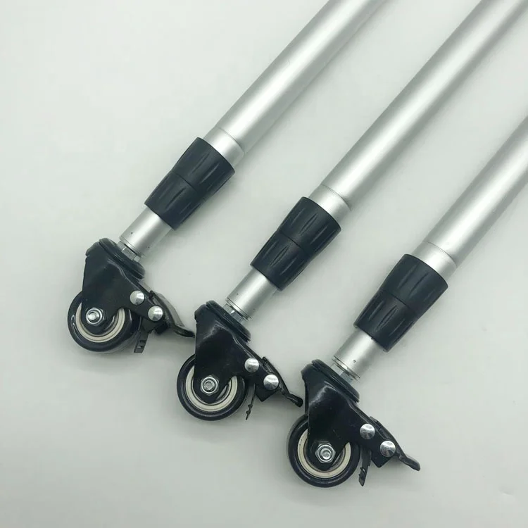 Folding telescoping adjustable length twist lock aluminum table desk legs with wheel