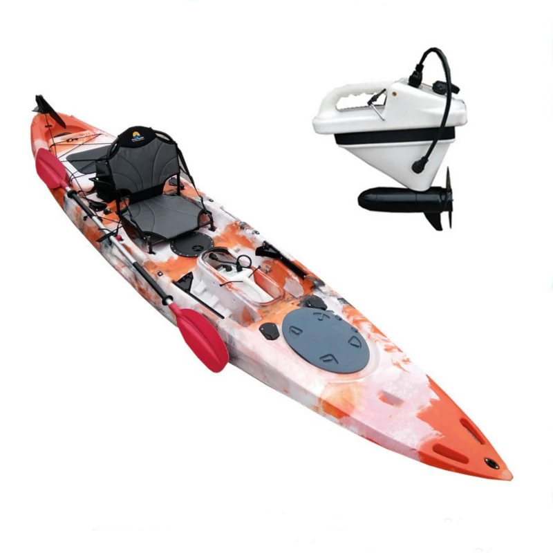 hot sale single sit-on- top plastic fishing canoe kayak with motor for ocean waters