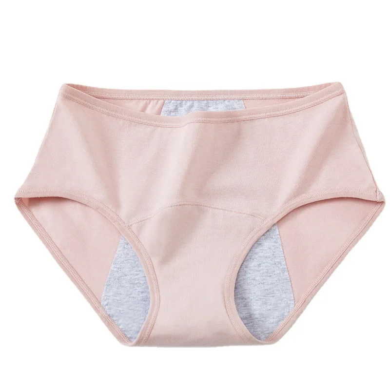Однотонные минималистичные герметичные и дышащие женские хлопковые трусы со средней талией