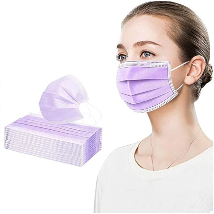 Manufacturer Face Mask 3-Layer Personal Protective Dust Disposable Cotton Face Mask Purple