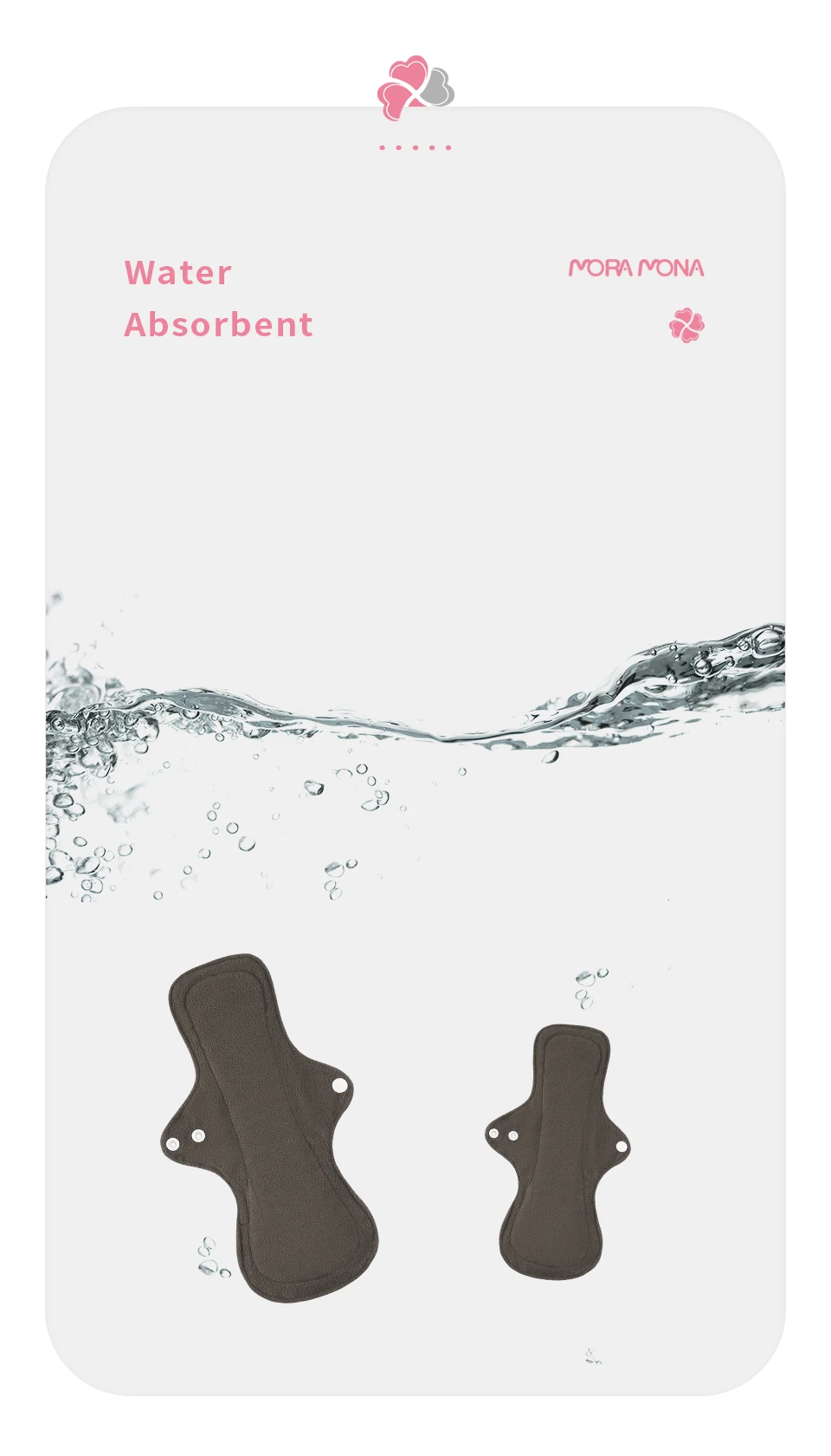 Moramona bamboo inner winged cloth Menstrual Pads Washable Reusable Feminine Women Sanitary Napkin pads