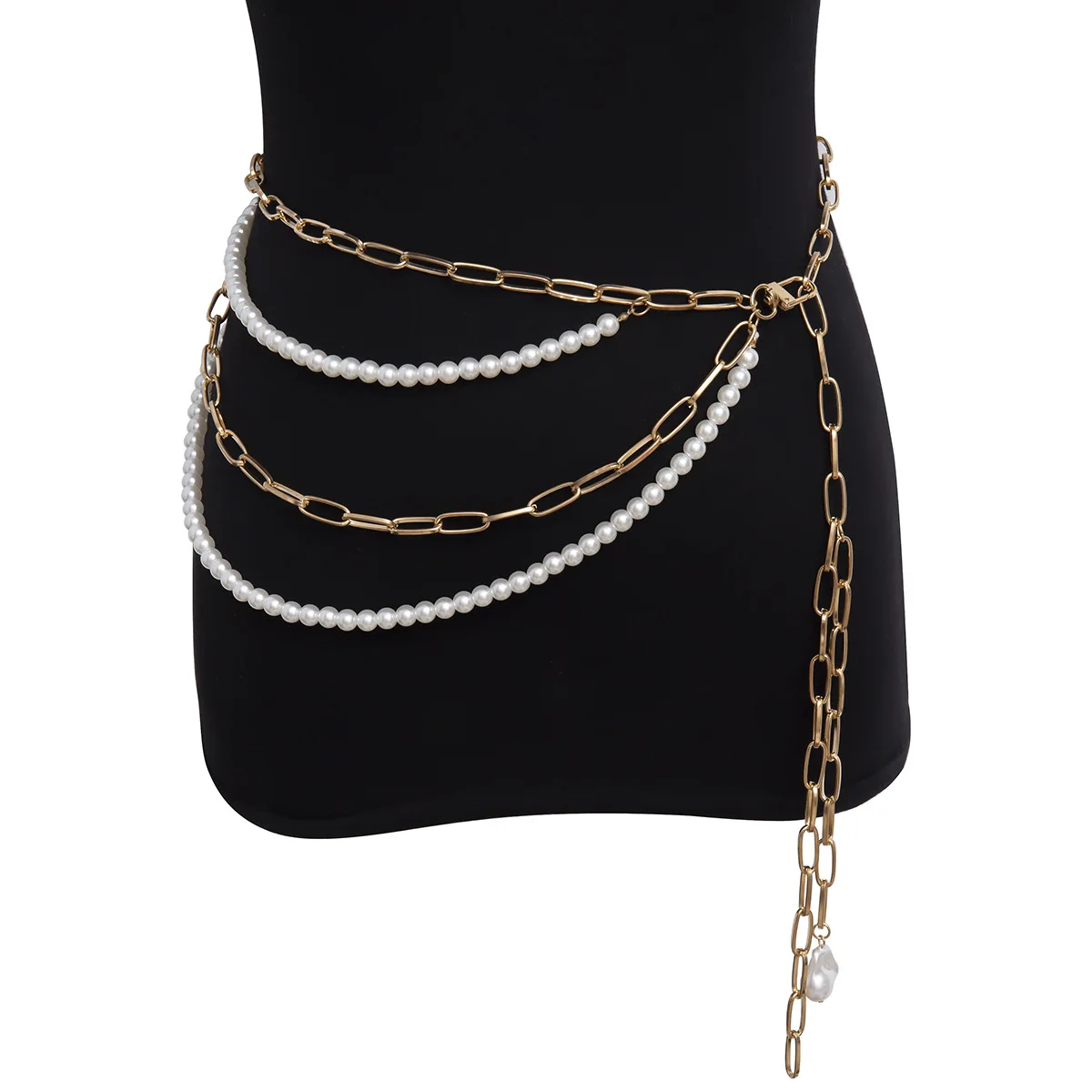 
Personality tassel U-shaped body chain multi-layer geometric simple imitation pearl waist chain 