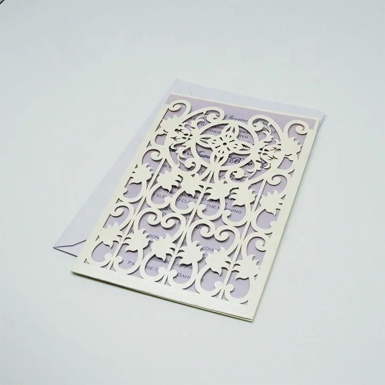 
Chinese hot sale laser cut wedding invitation greeting card with insert card 