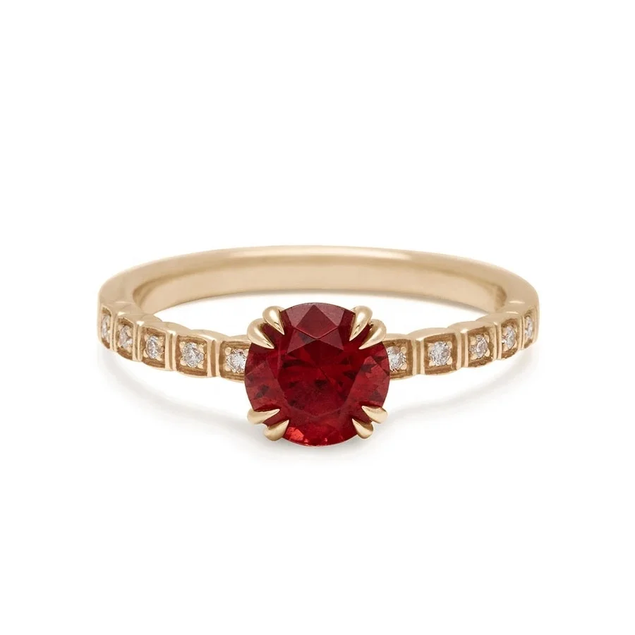 Vinci Jewelry Rose Gold Plated 925 Sterling Silver Round Cut Ruby Wedding Ring