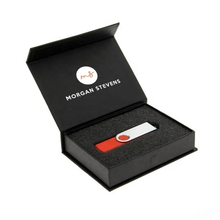 Custom retail cable linen flash drive packaging usb gift box